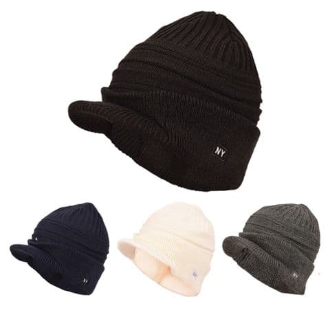 Peak beanie fur linned NY hat