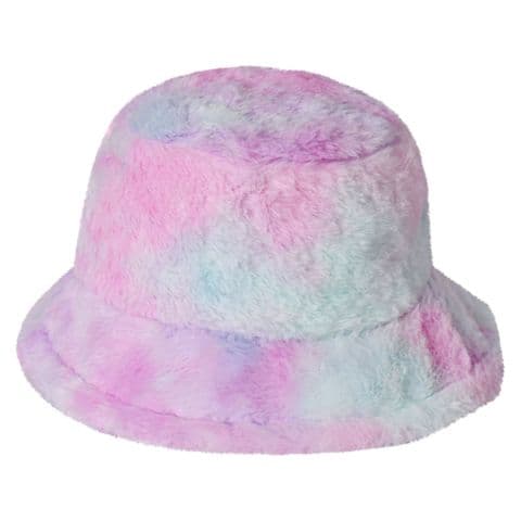 pink dye fur bucket hat