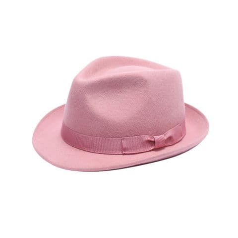 Pink wool trilby hat