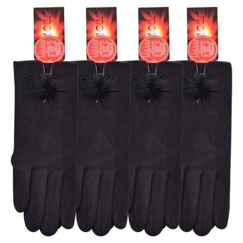 plain black flower cotton feel gloves