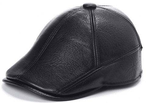 Plain Black PU flat cap