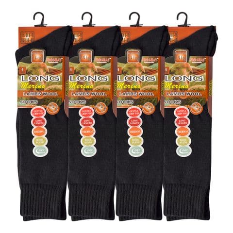 Plain black wool long socks