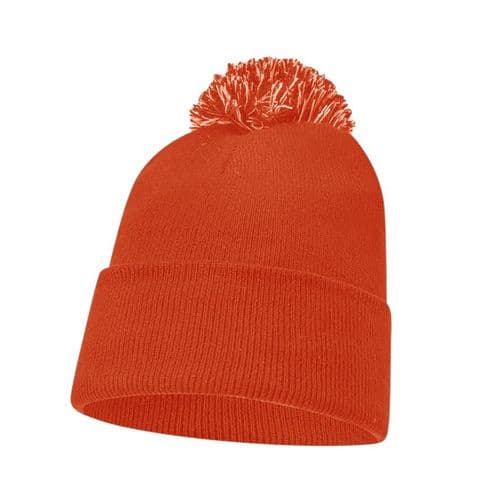 Plain Burnt Orange Bobble Beanie Hat