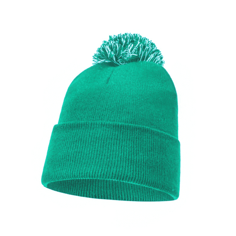 Plain Green Bobble Beanie Hat