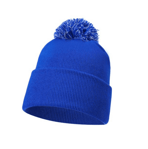 Plain Royal Blue Bobble Beanie Hat