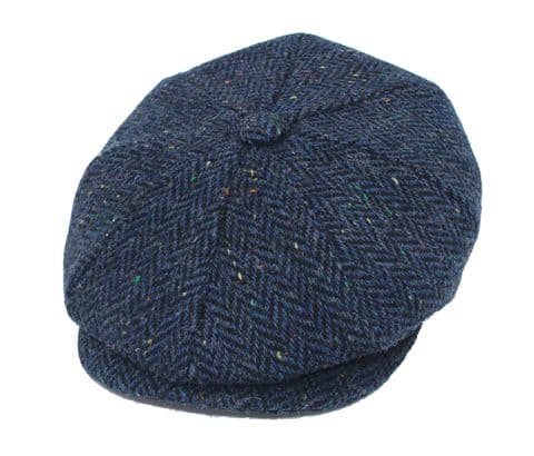 Polka herringbone navy baker boy hat
