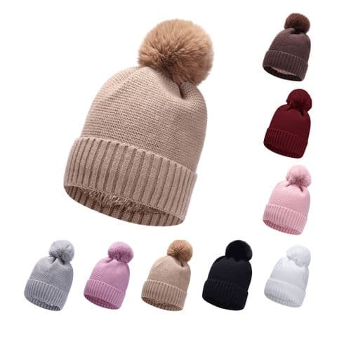 Pom Pom bubble knit beanie hats