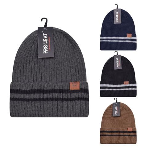 Premium stripped border fur inside beanie hat