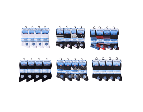 Random 20 Dozen mix Design Men diabetic socks