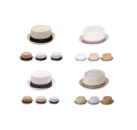 Random 50 Pcs mix design and size paper straw porkpie hats