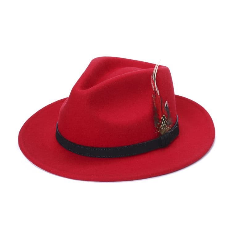Red fedora wool hat