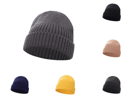 Ribbed multi colour beanie hats