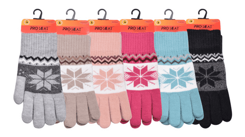 Snow flake knitted padded gloves