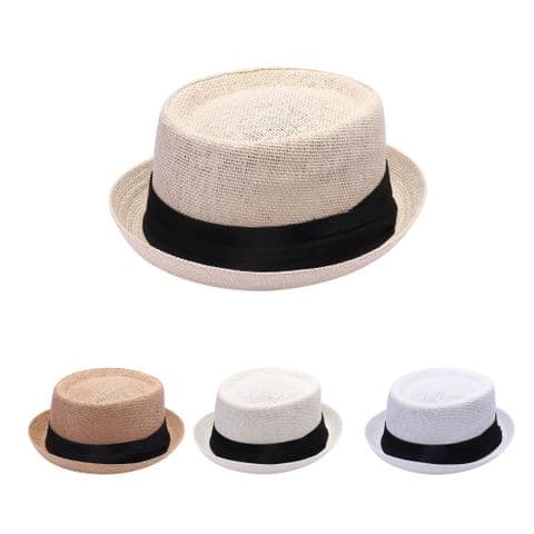 Summer Black band Porkpie hat