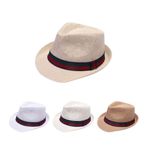 Tri colour band trilby hat