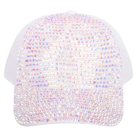 white Rhinestone Decor Baseball Cap