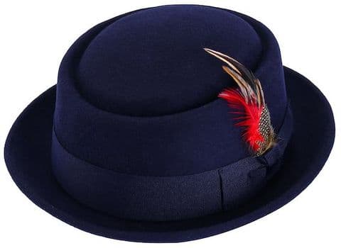 Wholesale Porkpie Navy wool fashion hat