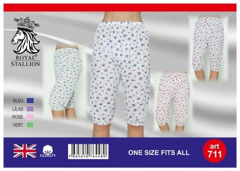 Women's Cotton Flowers Elastic Bottom Shorts