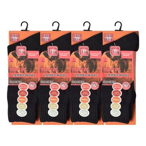 Women wool merino black socks