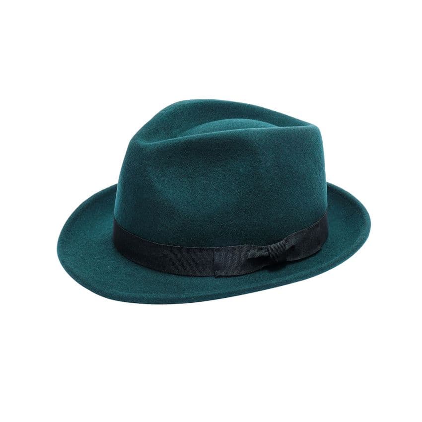 wool forest green trilby hat