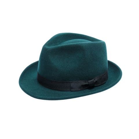 wool forest green trilby hat