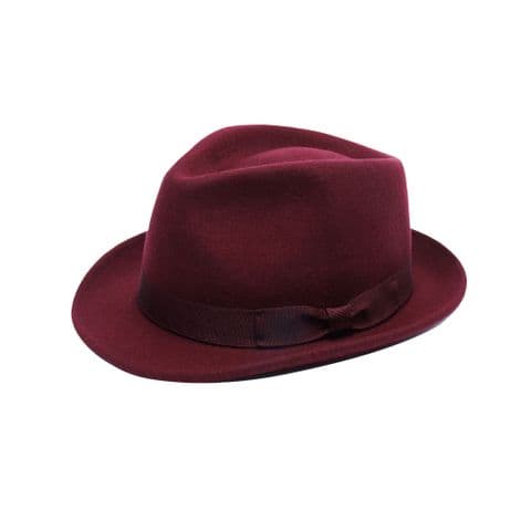 Maroon wool trilby hat