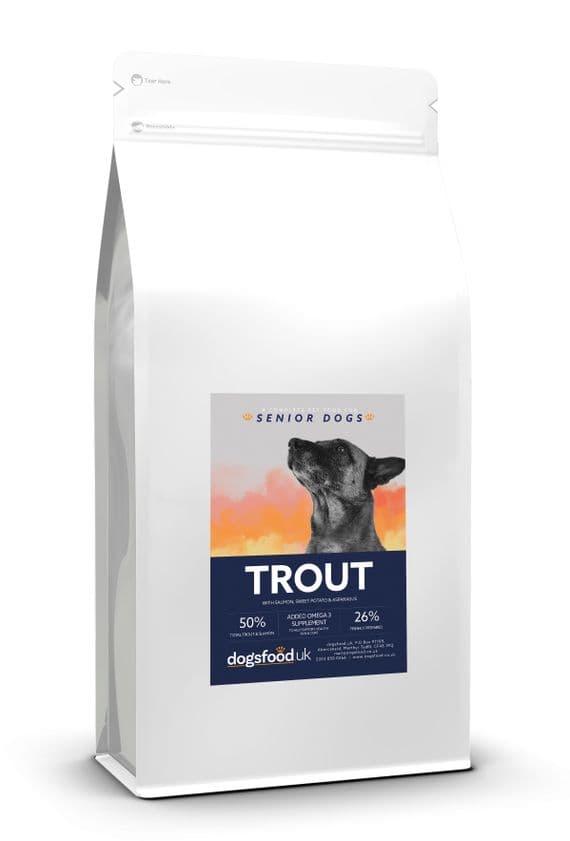 Grain Free Dog Food Senior Trout with Salmon Sweet Potato & Asparagus Recipe