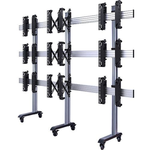 B-Tech System X Universal Mobile 3x3 Videowall Stand For 46 - 55in Screens