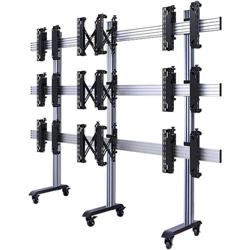 B-Tech System X Universal Mobile 3x3 Videowall Stand For 60in Screens