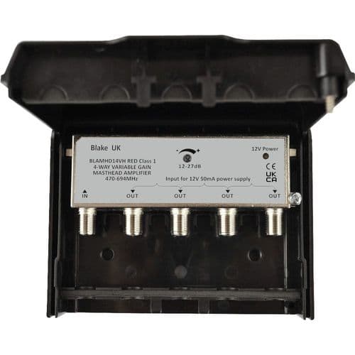 Blake 4-Way 12-27dB Masthead Amplifier RED Class 1