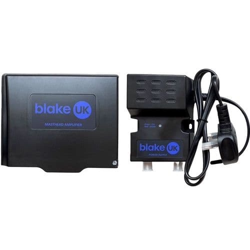 Blake 4-Way 12-27dB Masthead Amplifier RED Class 1 with PSU