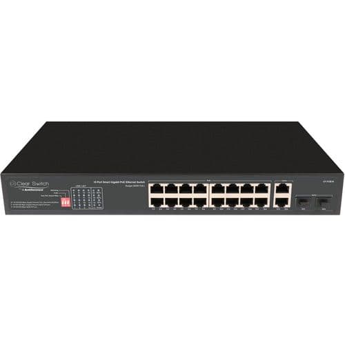 Clear Flow 16-Port Gigabit + 2GE Uplink PoE+ Switch