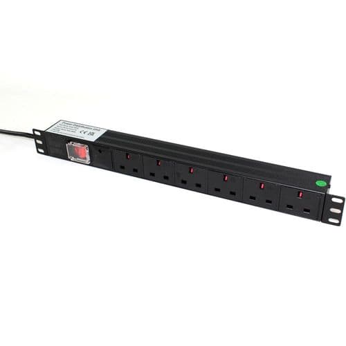 Clear Flow 1U 19" 6-Way Switched Socket PDU with Surge Protection