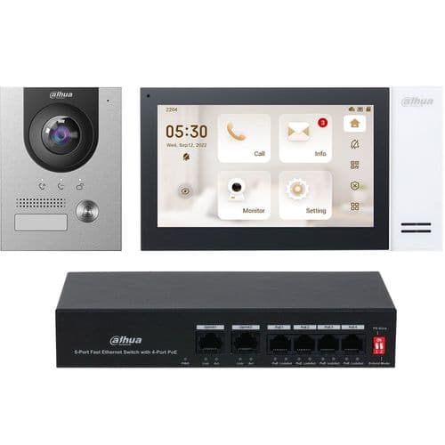 Dahua IP Villa Outdoor Station & Indoor Monitor with PoE Switch (Trade Only)