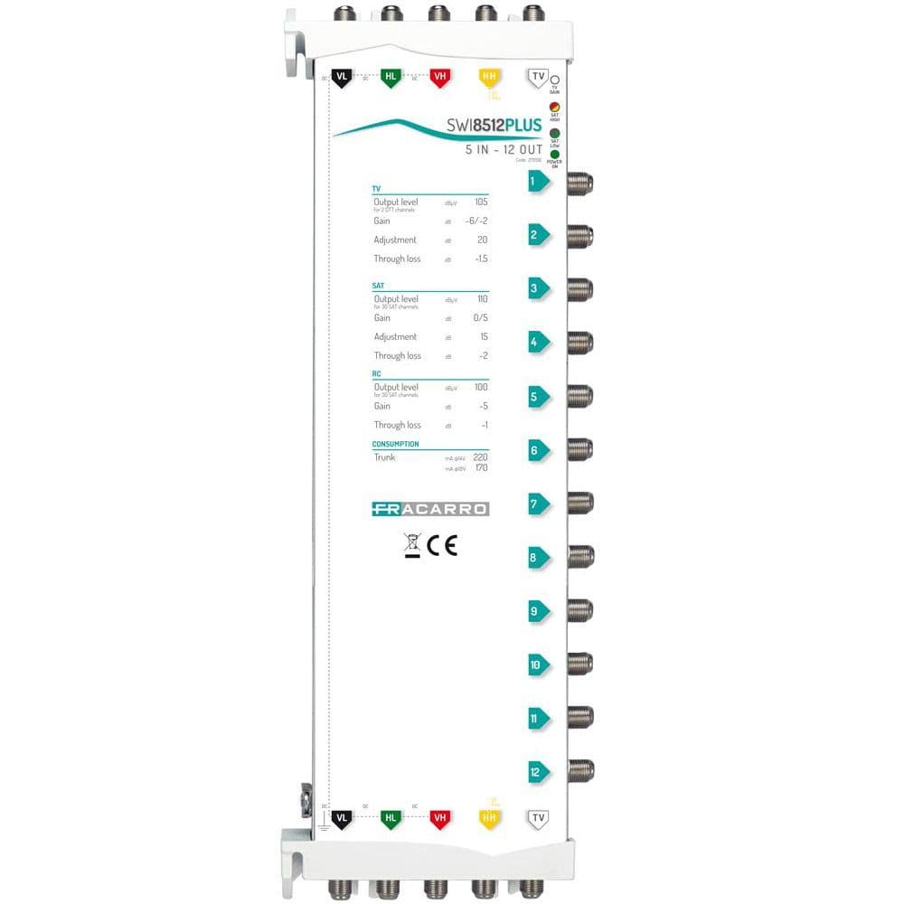Fracarro 12 Output 5 Wire Cascadable Multiswitch (271056)