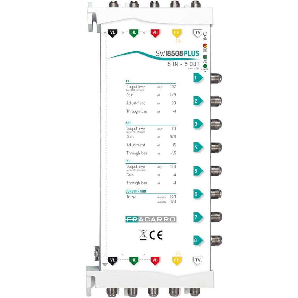 Fracarro 8 Output 5 Wire Cascadable Multiswitch (271055)