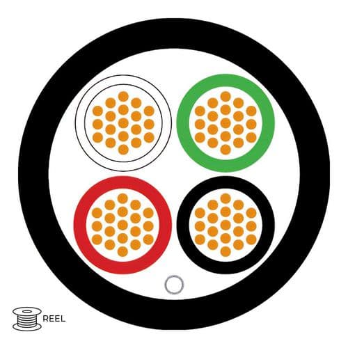 Quality Connectivity 16AWG 4 Core Speaker Flex Cable External PE Black (Reel)