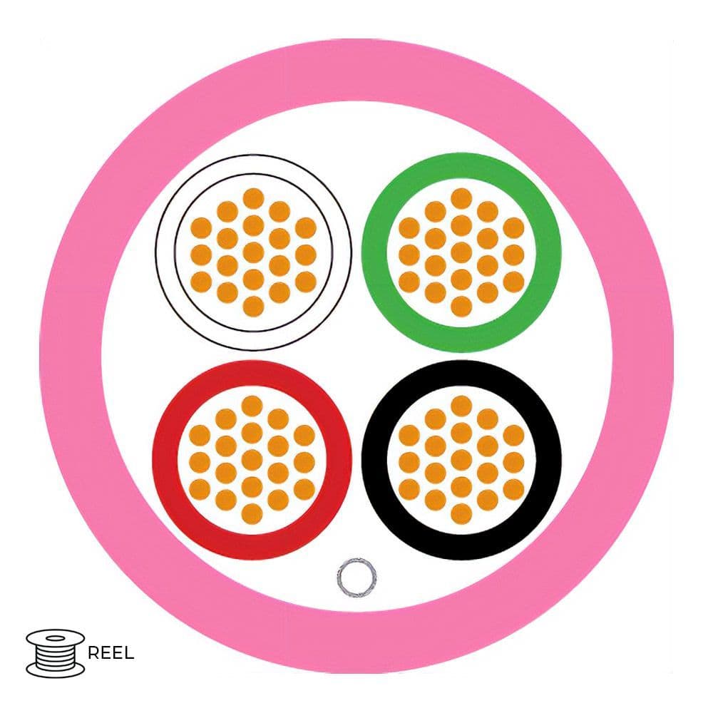 Quality Connectivity 16AWG 4 Core Speaker Flex Cable LSZH Pink (Reel)
