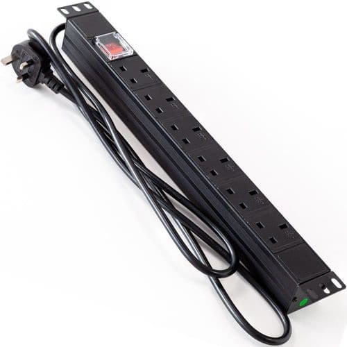 Quality Connectivity 1U 19" 6-Way Switched Socket PDU