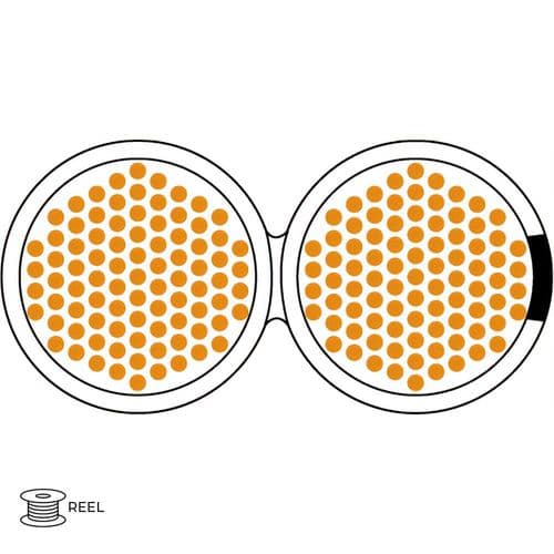 Quality Connectivity 2 Core 2.50mm2 Speaker Flex Cable PVC White with Black Stripe (100m Reel)