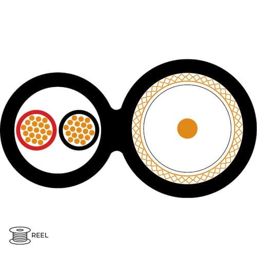 Quality Connectivity 75 Ohm + 2 Power Cores 0.50mm CCTV Coaxial Cable LSF Black (Reel)