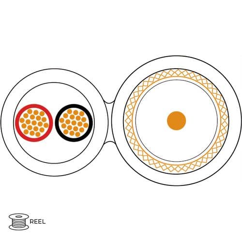 Quality Connectivity 75 Ohm + 2 Power Cores 0.75mm CCTV Coaxial Cable LSZH White (100m Reel)