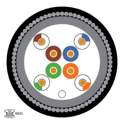 Quality Connectivity CAT5e 100MHz U-UTP 4 Pair LSZH External Armoured Cable Black (Reel)