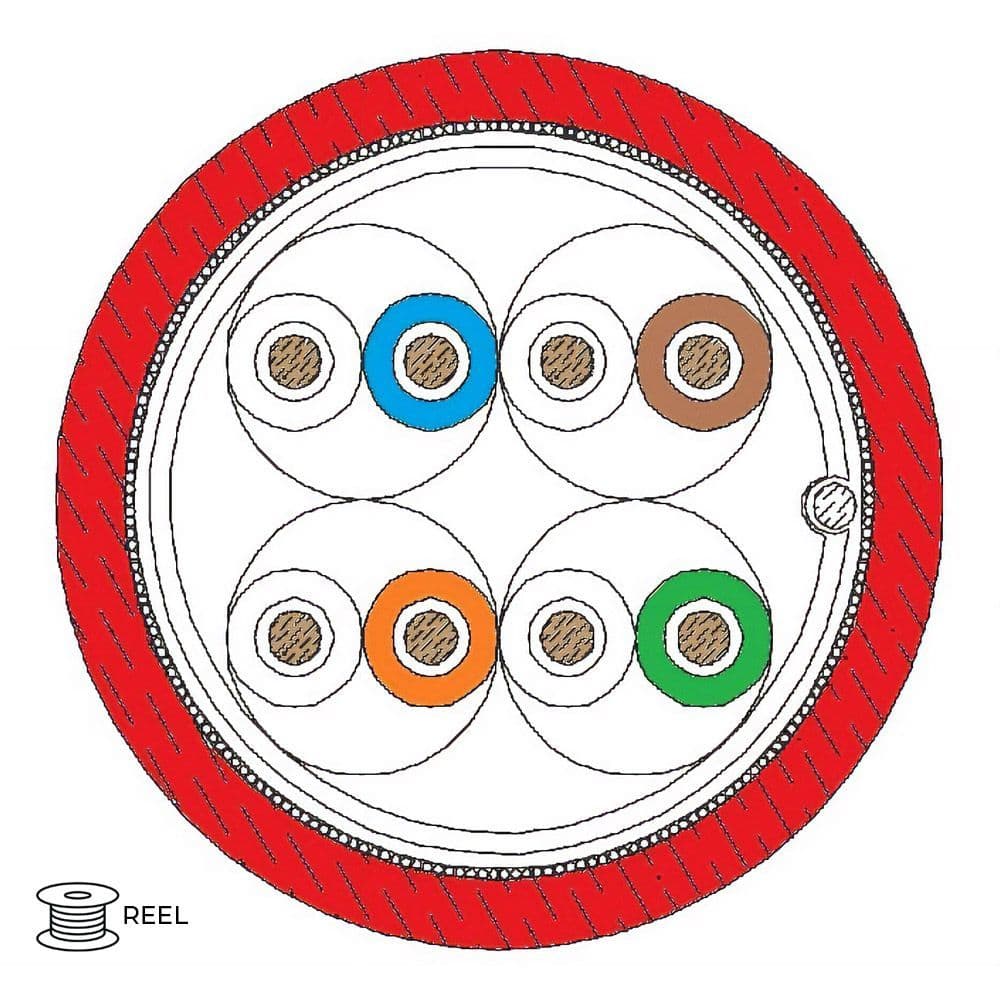 Quality Connectivity  CAT5e S-FTP 4 Pair Data PH120 Fire Rated Cable Red (Reel)