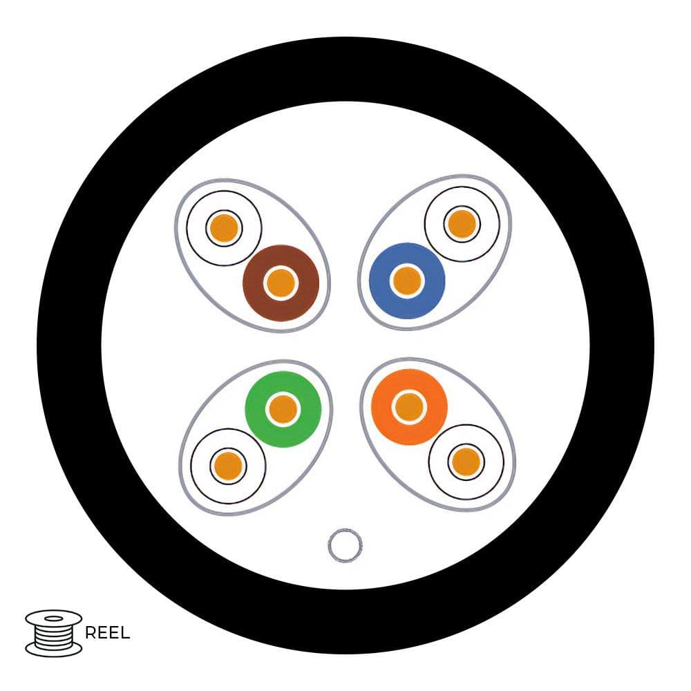 Quality Connectivity  CAT6A 500MHz F-FTP 4 Pair External PE Black (1m Cut to Length)