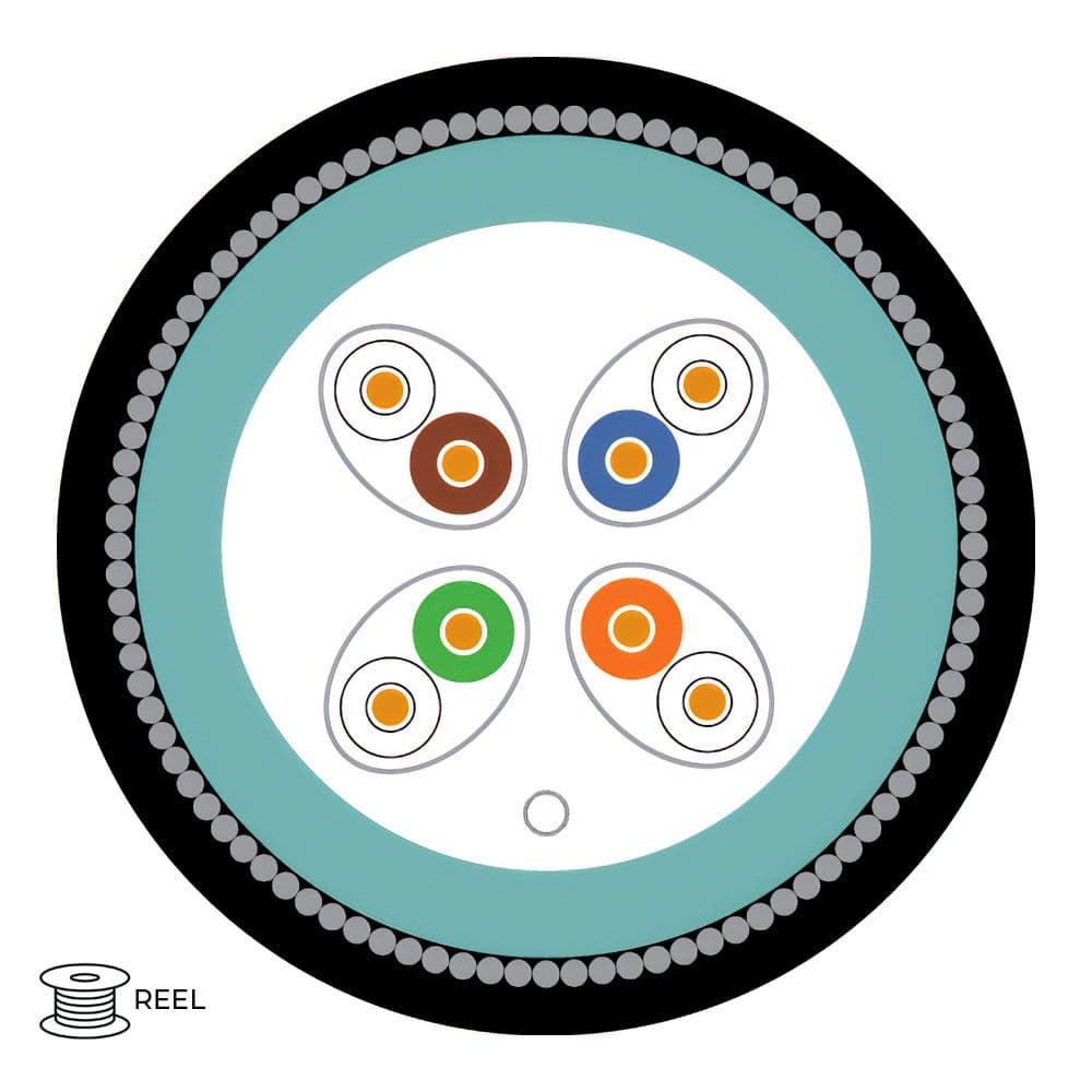 Quality Connectivity  CAT6A 500MHz U-FTP 4 Pair LSZH External Armoured Cable Black (Reel)