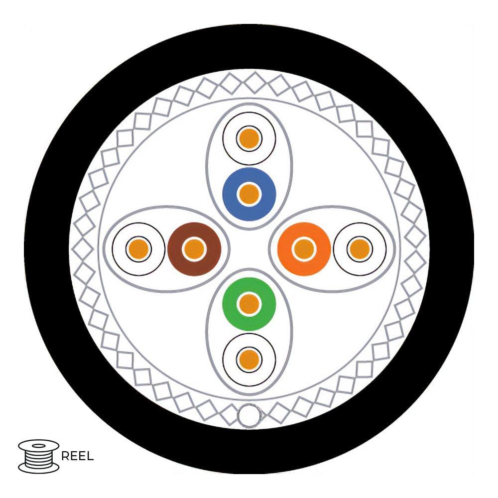 Quality Connectivity  CAT7A 1000MHz S-FTP 4 Pair External PE Cable Black (1m Cut to Length)