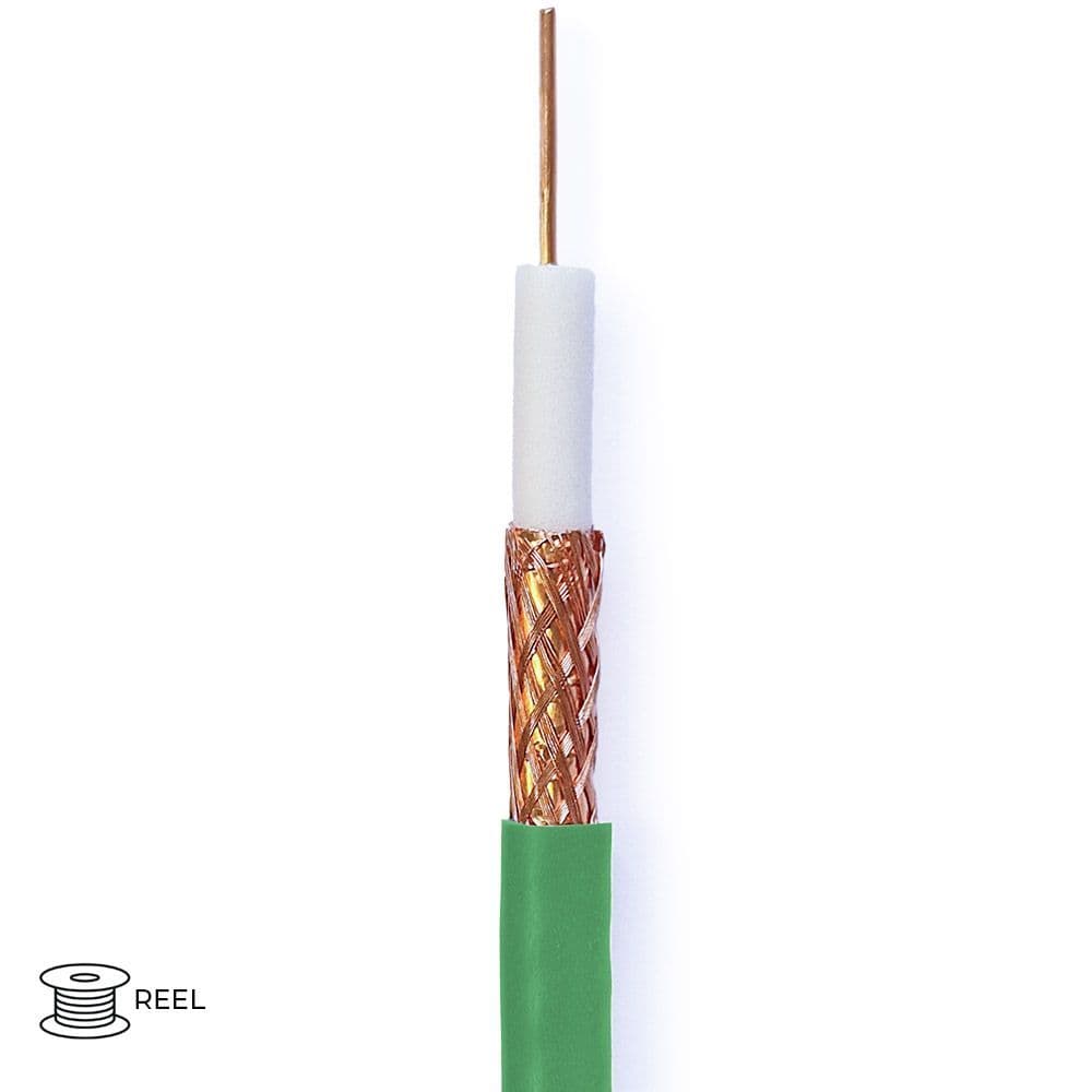 Quality Connectivity Class A+ 1.63mm 75 Satellite Coax Direct Burial Cable Green Cut to Length