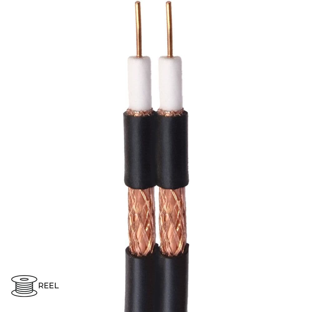 Quality Connectivity Class E 1.00mm 75 Twinsat Satellite Coax LSZH Cable Black 500m