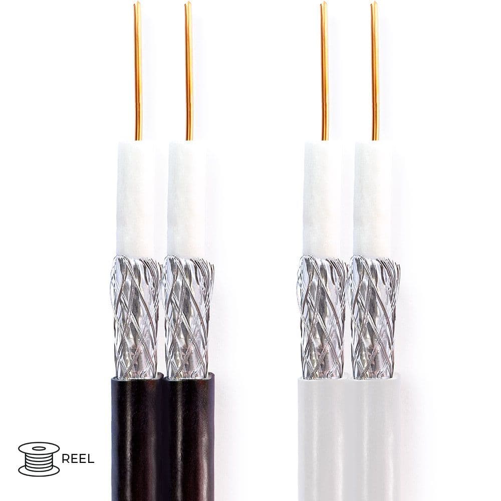 Quality Connectivity Class E RG6 75 Twin Satellite Coax LSF Cable 100m